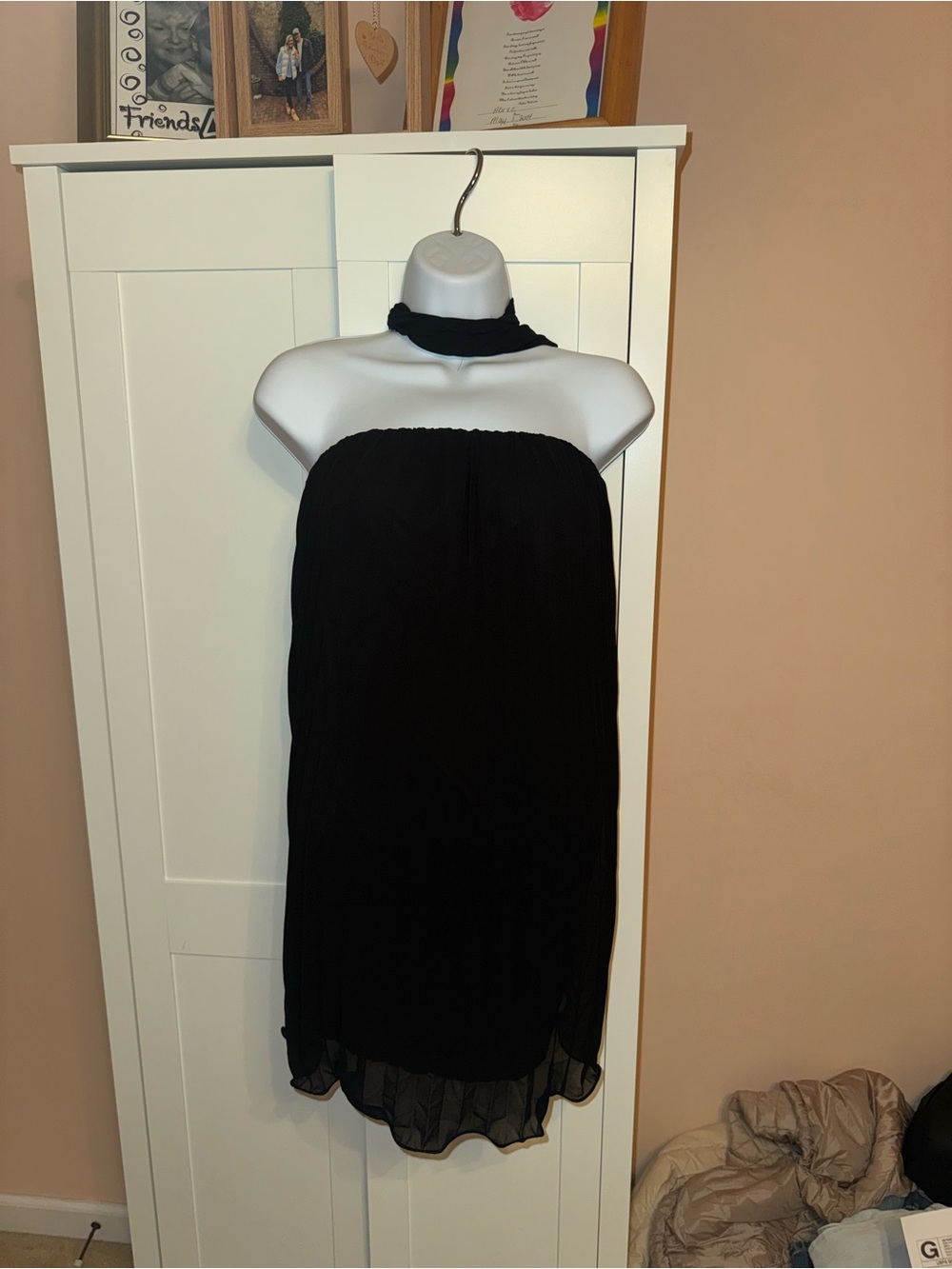 SHEIN Black Strapless Halter Mini Dress